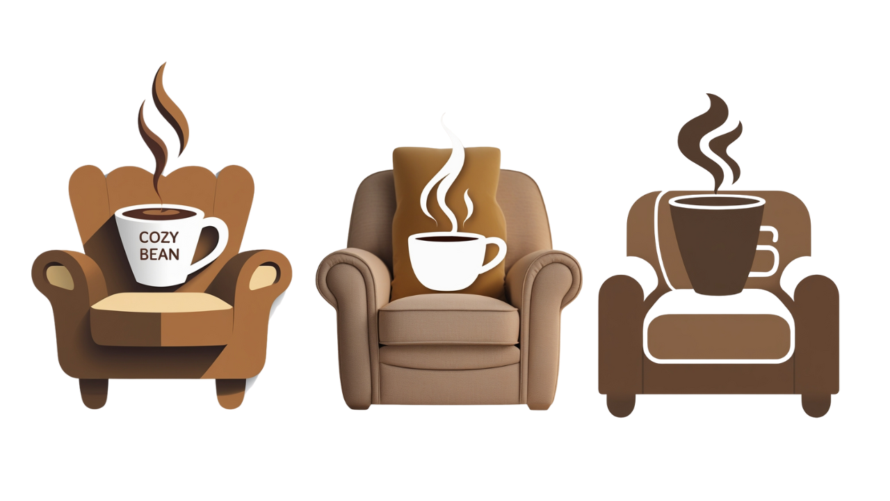 A grid of 3 creative and minimalist logo options for a coffee shop, generated by Leonardo.AI.Created a Professional Logo with AI. 