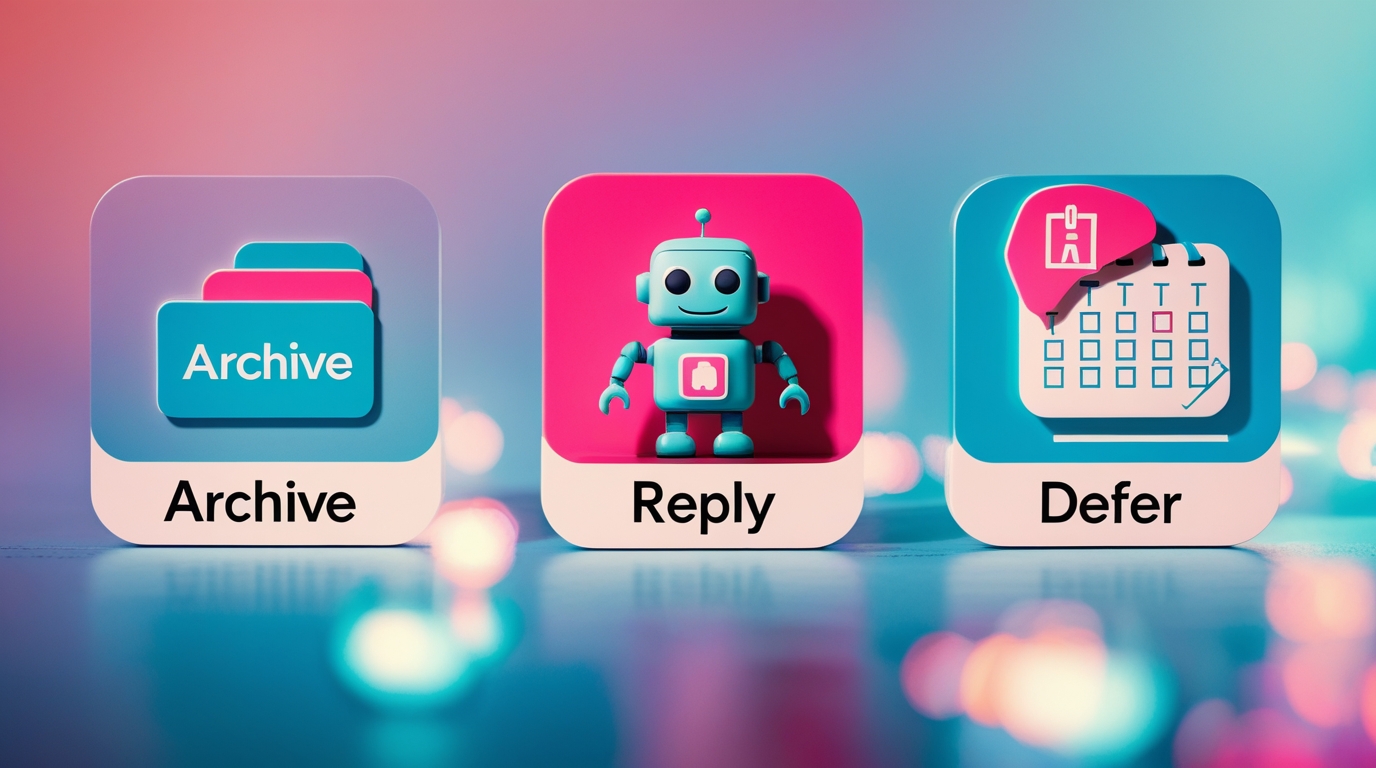 An infographic explaining the A.R.D. (Archive, Reply, Defer) method for an efficient email management system. clear my inbox