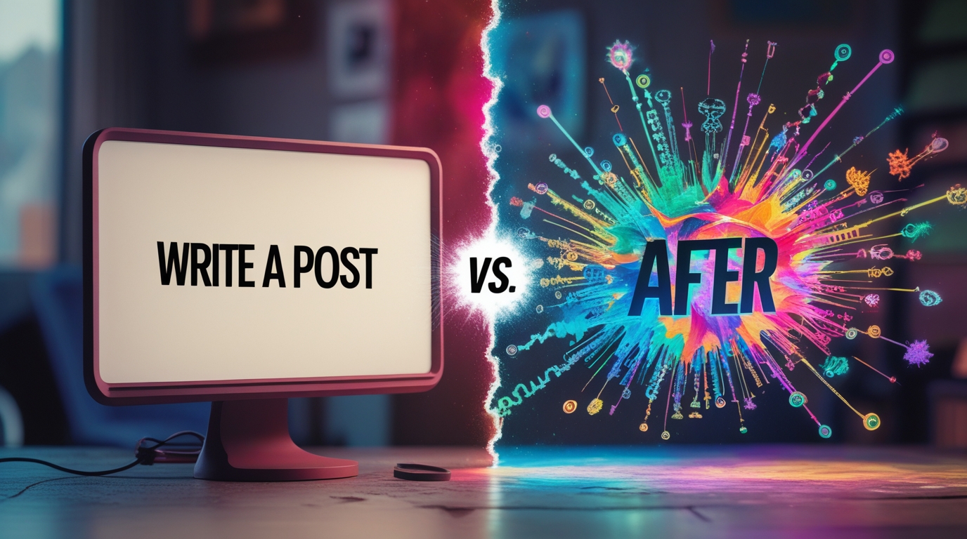 A before and after comparison showing the difference in ChatGPT results when using the P.I.E. prompting formula.
