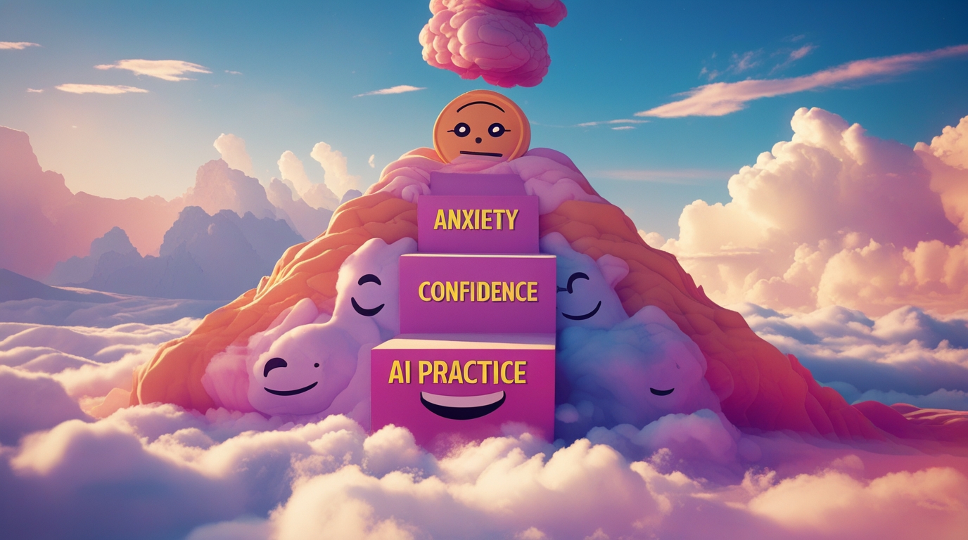 A progress chart showing how AI mock interview practice increases a person's confidence level from anxiety to confident.